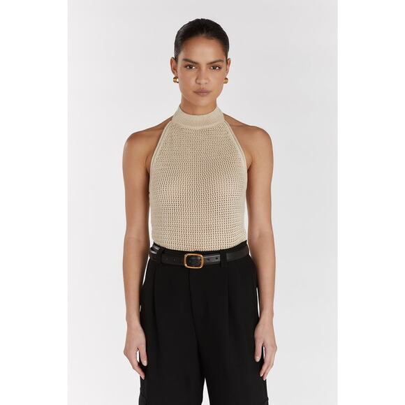 Dissh Crochet Halter Top - M Natural - Picture 1 of 5